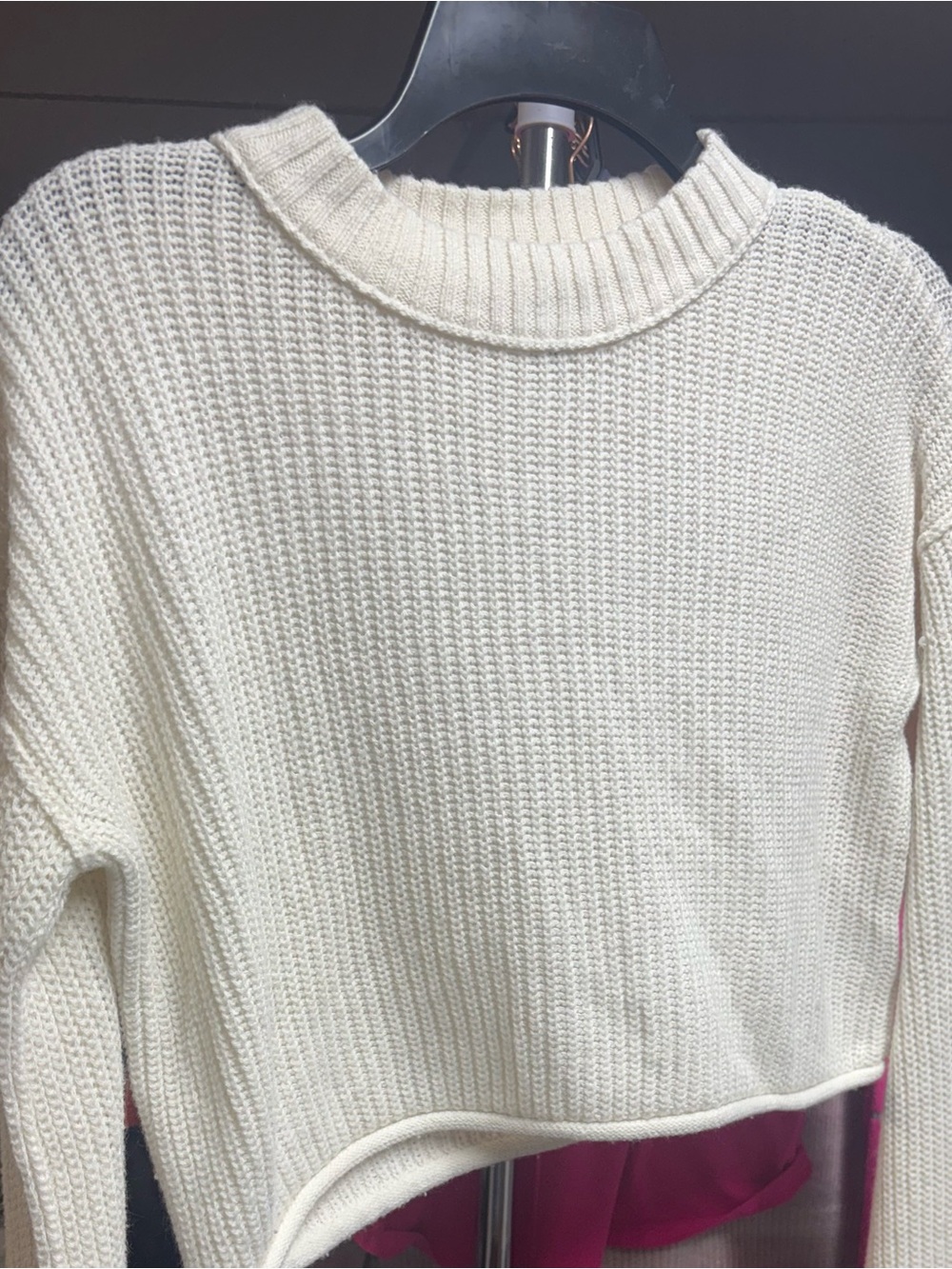 wild fable Cream Waffle-Knit Crewneck Sweater